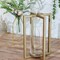 GOLD 11" Geometric Metal Cross Bar Lantern with Glass CANDLE HOLDER Party Event